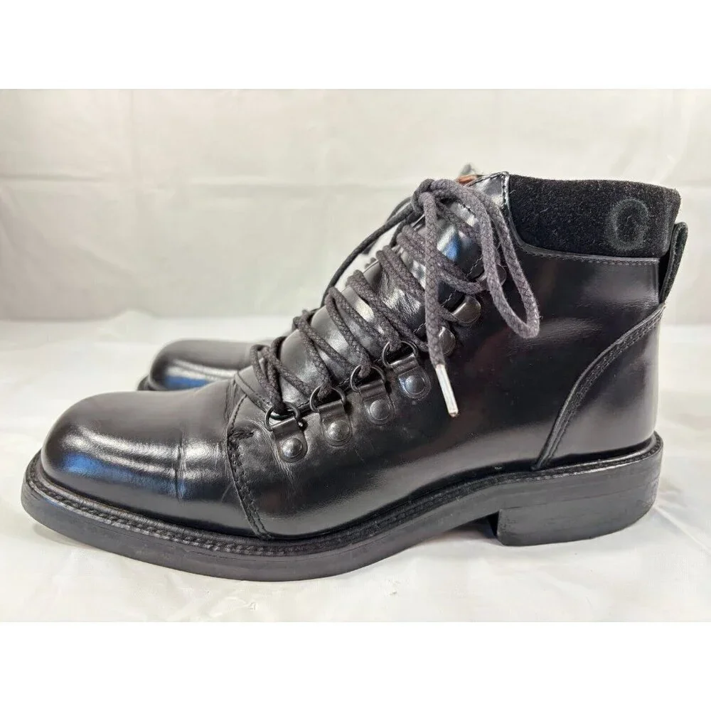 Gucci Black Leather Combat Lace Up Ankle Boots Women's Size 6 - Picture 4 of 16